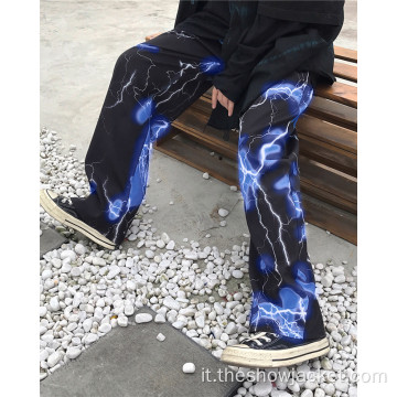 Pantaloni casual fulmini rossi da uomo di alta qualità all&#39;ingrosso